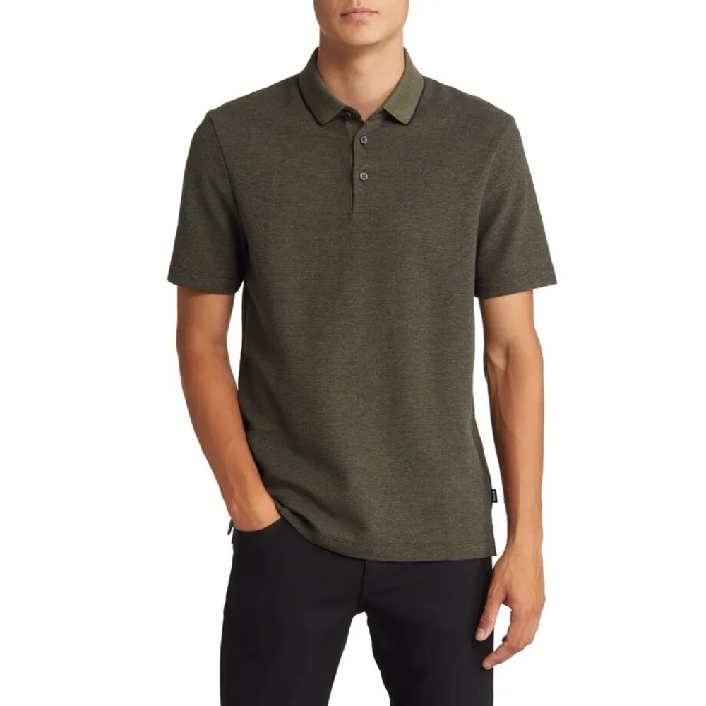 NWT HUGO BOSS  Pitton 19 Cotton Polo Olive Green